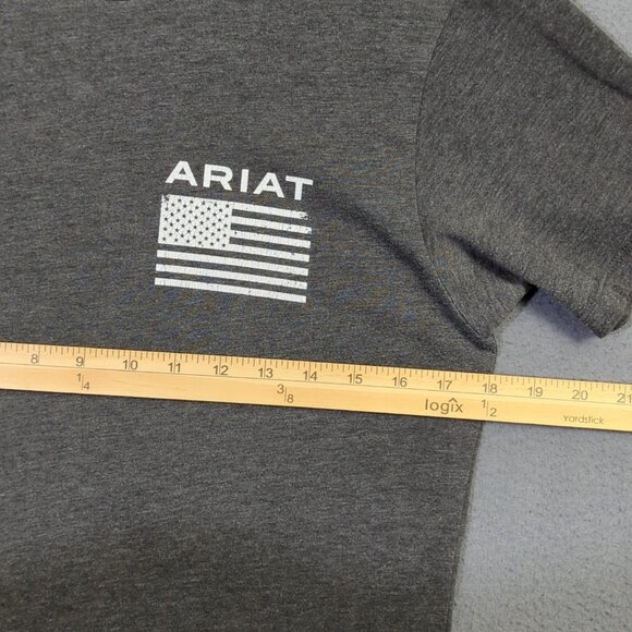 Ariat Shirt Men's S Gray American Flag Logo Short Sleeve Crewneck Patriotic Tee - Picture 5 of 11